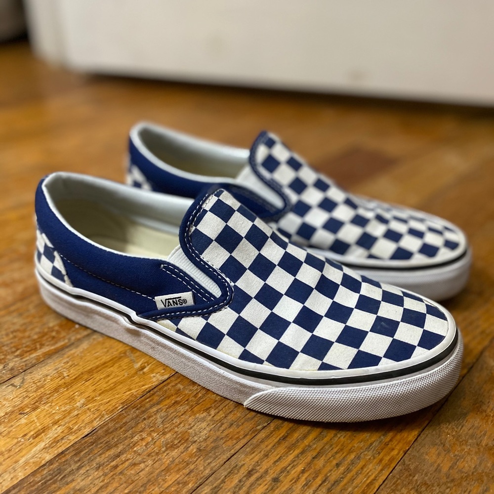 Navy Blue Checkered Vans